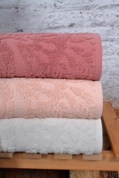 4Lü 50x90 Jakarlı Yaprak Desenli El-Yüz Havlusu - 2