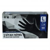 Pudrasız Siyah Nitril Eldiven Büyük Boy (L) 100 Lü Paket - 1