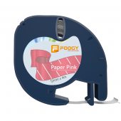 Foogy Dymo Letratag Uyumlu Kağıt Şerit Etiket Pembe Çizgi Desen 12 mm x 4 mt - 1