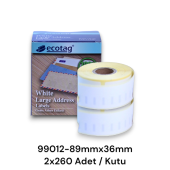 Ecotag Dymo Lw Muadili Adres Etiketi Orta 89 mm x 36 mm - 99012 - 520 Adet - 2