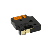 Foogy Dymo D1 Uyumlu Thermal Plastik Şerit Etiket Turuncu-Siyah 12mm x 7 mt - 1