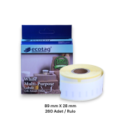 Ecotag Dymo Lw Muadili Adres Etiketi Küçük 89 mm x 28 mm 260 Adet - 1