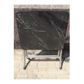 Siyah Mermer Desenli Katlanır Balkon Masası - 60x60 cm - 1