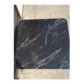 Siyah Mermer Desenli Katlanır Balkon Masası - 60x60 cm - 2