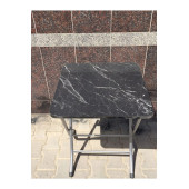 Siyah Mermer Desenli Katlanır Balkon Masası - 60x60 cm - 3