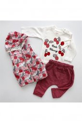 Hippıl Baby Kirazlı Yelekli 3lü Takım - 1