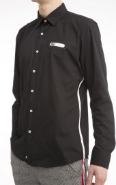 Erkek Regular Fit Cep Baskılı Düz Renk Gömlek - 2