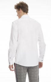 Erkek Regular Fit Cep Baskılı Düz Renk Gömlek - 9