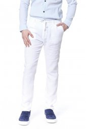 Erkek Regular Fit 100 Keten Bağcıklı Rahat Jogger Pantolon - 3