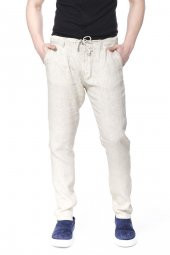Erkek Regular Fit 100 Keten Bağcıklı Rahat Jogger Pantolon - 4