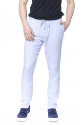 Erkek Regular Fit 100 Keten Bağcıklı Rahat Jogger Pantolon - 5