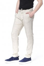 Erkek Regular Fit 100 Keten Bağcıklı Rahat Jogger Pantolon - 12