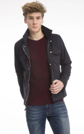 Erkek Slim Fit İçi Astarsız Cepli Baharlık Süet Kısa Mont - 1