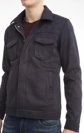 Erkek Slim Fit İçi Astarsız Cepli Baharlık Süet Kısa Mont - 3