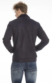 Erkek Slim Fit İçi Astarsız Cepli Baharlık Süet Kısa Mont - 4