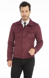 Erkek Slim Fit İçi Astarsız Cepli Baharlık Süet Kısa Mont - 6