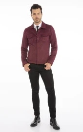Erkek Slim Fit İçi Astarsız Cepli Baharlık Süet Kısa Mont - 9