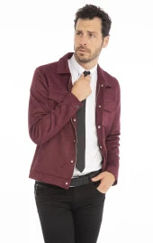 Erkek Slim Fit İçi Astarsız Cepli Baharlık Süet Kısa Mont - 10