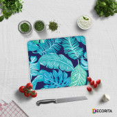 DECORITA Cam Kesme Tahtası - Mavi Tropik Yapraklar - 2