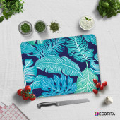 DECORITA Cam Kesme Tahtası - Mavi Tropik Yapraklar - 3
