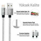 QWERTS Apple iPhone 5 6 7 8 X USB Hızlı Data Sarj Kablosu 1 Metre - 3