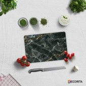 DECORITA Cam Kesme Tahtası- Kahverengi Detaylı Siyah Mermer thumbnail 1