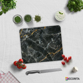 DECORITA Cam Kesme Tahtası- Kahverengi Detaylı Siyah Mermer thumbnail 2
