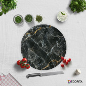 DECORITA Cam Kesme Tahtası- Kahverengi Detaylı Siyah Mermer thumbnail 4