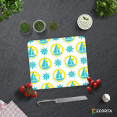 DECORITA Cam Kesme Tahtası- Yelken Desen - 2