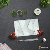 DECORITA Cam Kesme Tahtası- Gümüş Desen - 1