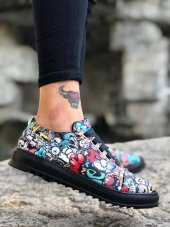 BA0111 Renkli Lastikli Rahat Siyah Taban Sneakers Erkek Spor Ayakkabı - 2