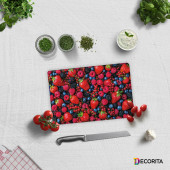 DECORITA Cam Kesme Tahtası- Mor ve Kırmızı Meyveler - 1