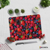 DECORITA Cam Kesme Tahtası- Mor ve Kırmızı Meyveler - 3