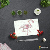 DECORITA Cam Kesme Tahtası- Flamingo Desen - 1