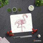 DECORITA Cam Kesme Tahtası- Flamingo Desen - 2