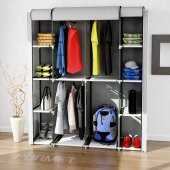 TEKNOR Metal Profil Çift Raf Çift Askılık Lüks Bez Dolap - 4 RENK - 2