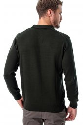 Polo Yaka Fermuarlı Desenli Triko Yeşil - 7