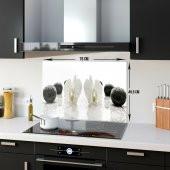 DECORITA Cam Ocak Arkası Koruyucu- Beyaz Orkide Siyah Oniks - 3