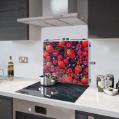 DECORITA Cam Ocak Arkası Koruyucu- Mor ve Kırmızı Meyveler - 2