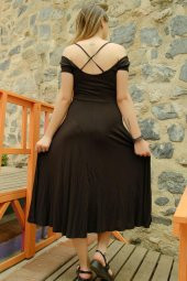 Büyük Beden Çapraz Viskon Elbise Siyah - 2000.1256. - 4