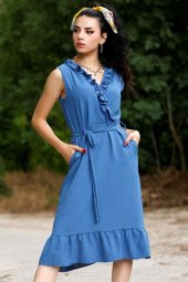 Asimetrik Elbise Mavi - 2111.994. - 1