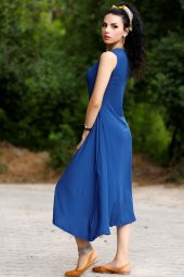 Asimetrik Elbise Mavi - 2111.994. - 5