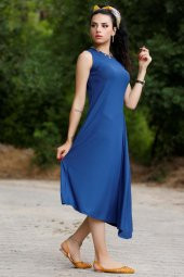 Asimetrik Elbise Mavi - 2111.994. - 6