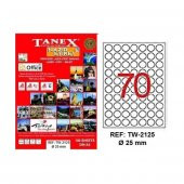 Tanex Laser Etiket 100 YP 0.25 MM Laser-Copy-Inkjet Yuvarlak TW-2125 - 1