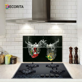 DECORITA Cam Ocak Arkası Koruyucu- Su ve Sebzeler - 1