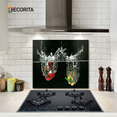 DECORITA Cam Ocak Arkası Koruyucu- Su ve Sebzeler - 2