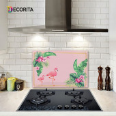 DECORITA Cam Ocak Arkası Koruyucu- Tropik Flamingo - 1