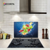 DECORITA Cam Ocak Arkası Koruyucu- Köpüklü Meyveler - 1