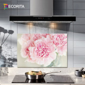 DECORITA Cam Ocak Arkası Koruyucu- Pembe Krizantem - 1