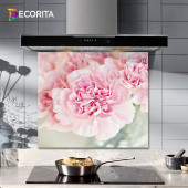 DECORITA Cam Ocak Arkası Koruyucu- Pembe Krizantem - 2